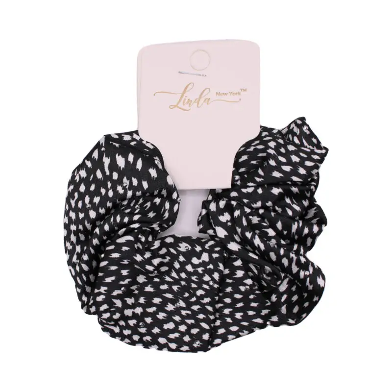 Scrunchie con estampado blanco y negro