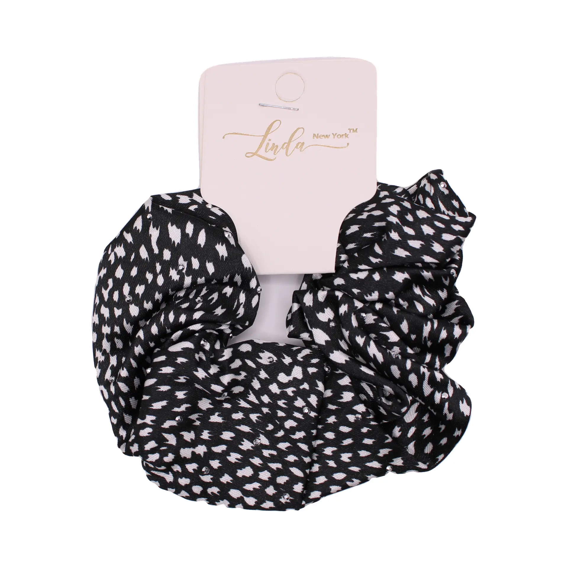 Scrunchie con estampado blanco y negro