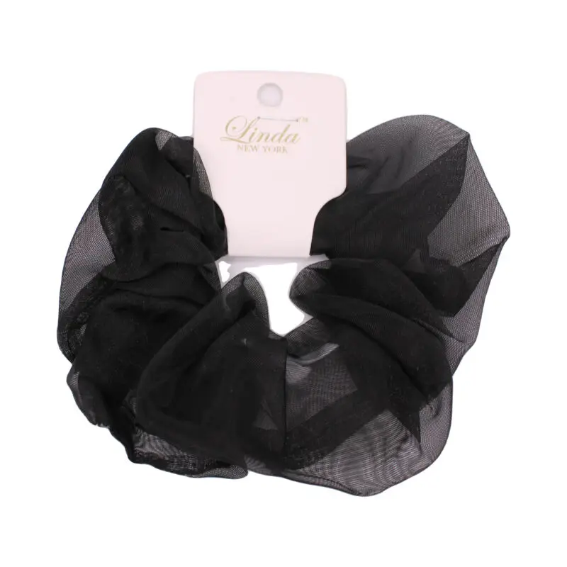 Scrunchie negro de tela translúcida