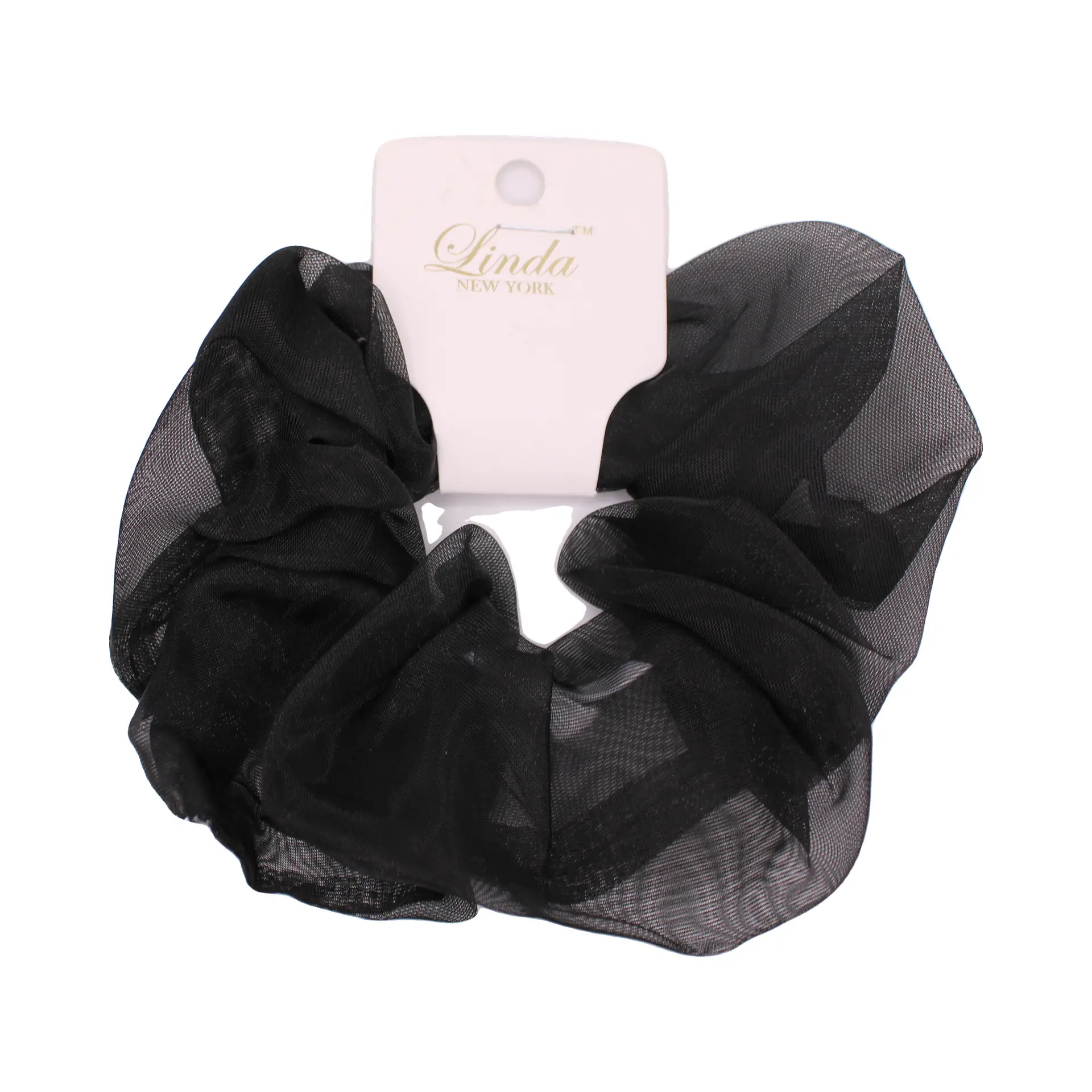 Scrunchie negro de tela translúcida