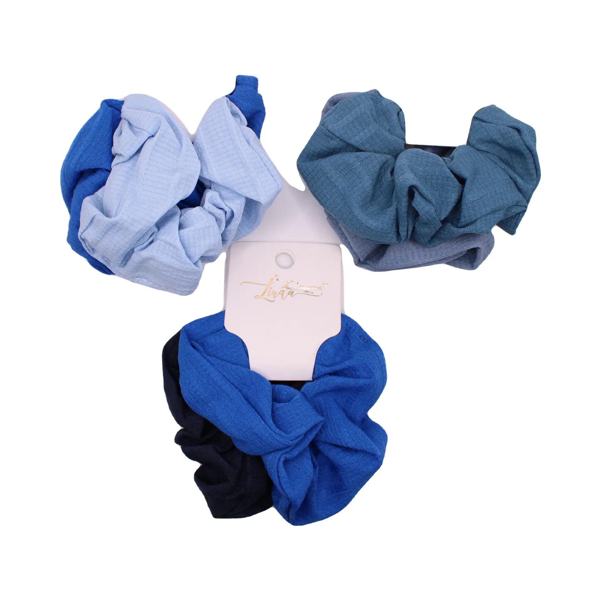 Set de scrunchies satinados azules