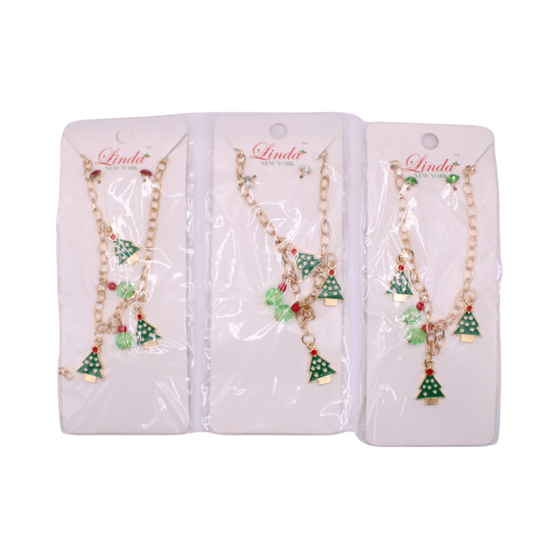 Set de collares con dijes de árbol de Navidad