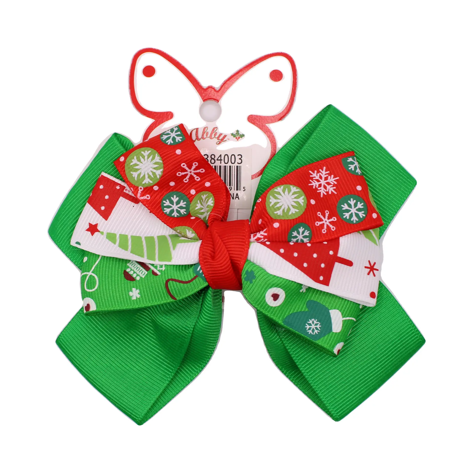 Pinza con moño navideño verde