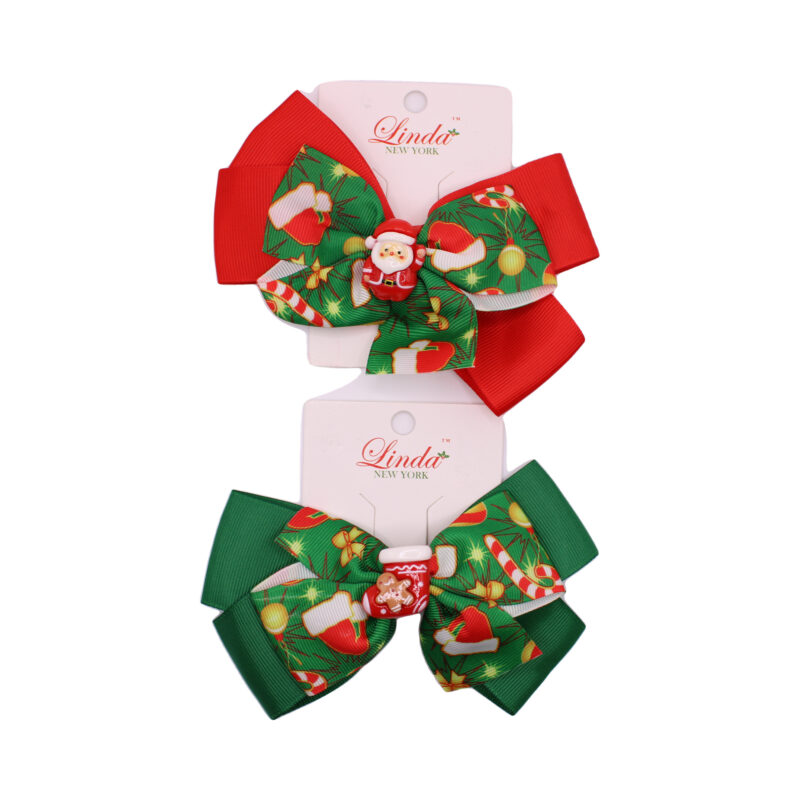 Set de pinzas con moños navideños verdes