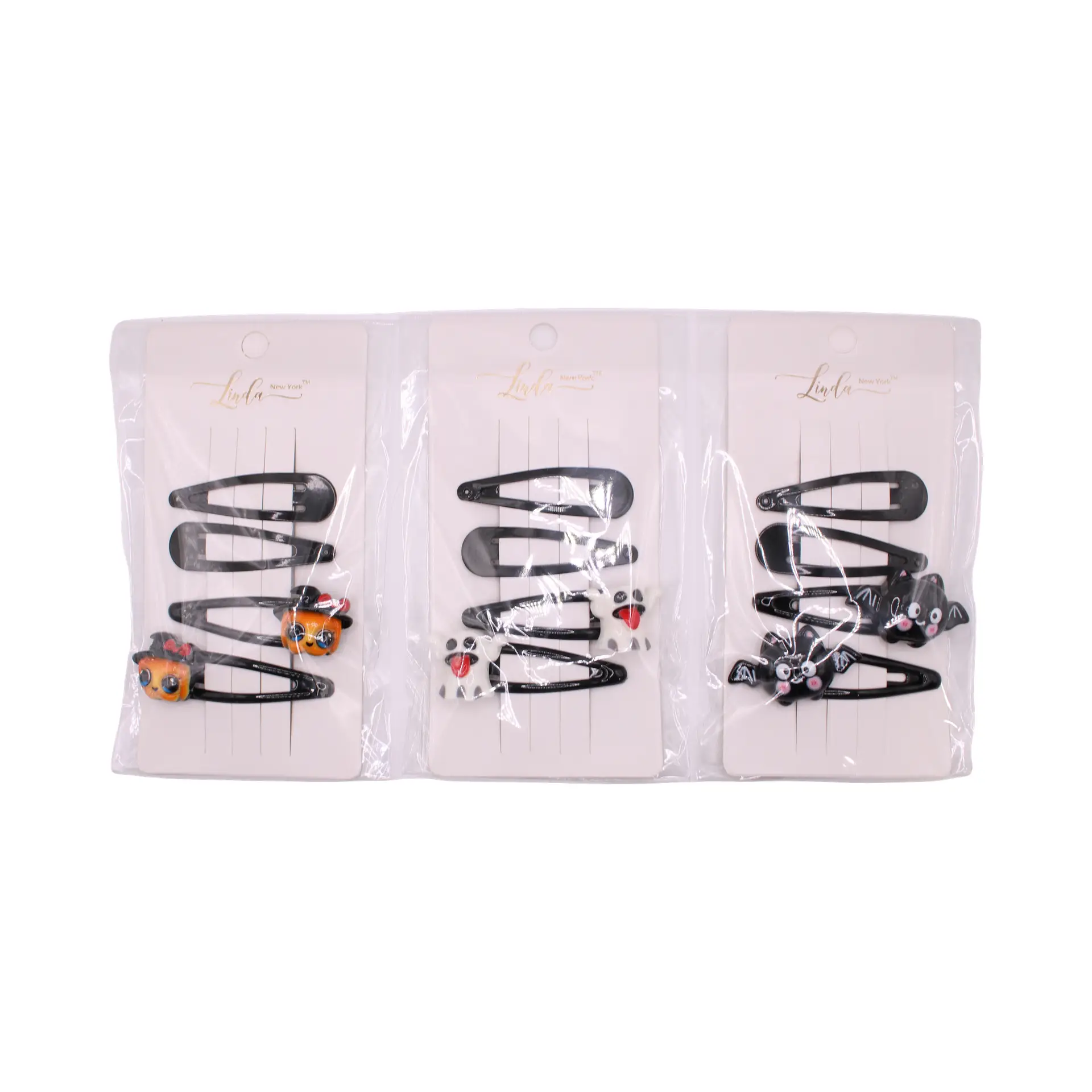 Set de broches de presión negros navideños