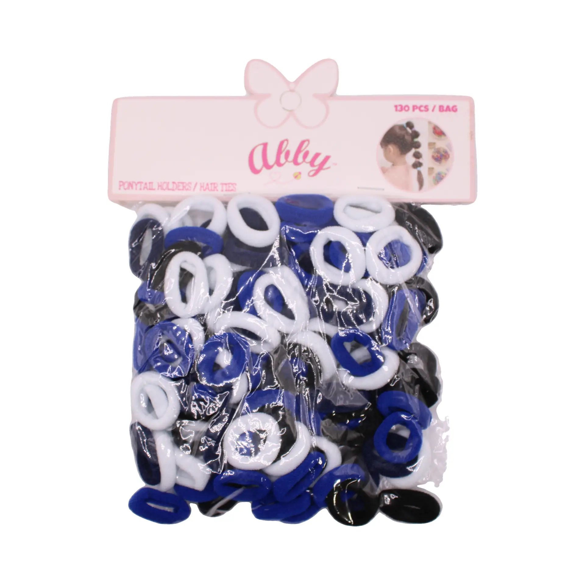 Paquete de ligas infantiles azules y blancas
