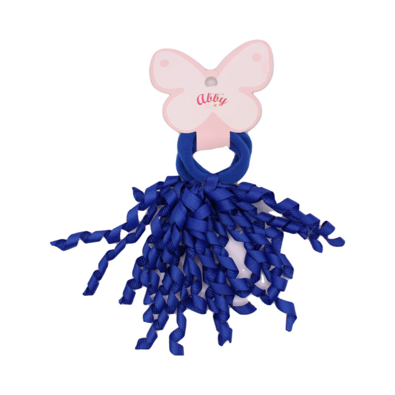 Set de ligas infantiles con cintas rizadas – Azul rey