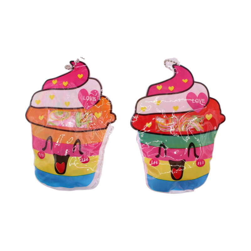 Estuche de ligas para el cabello infantil con diseño de cupcake