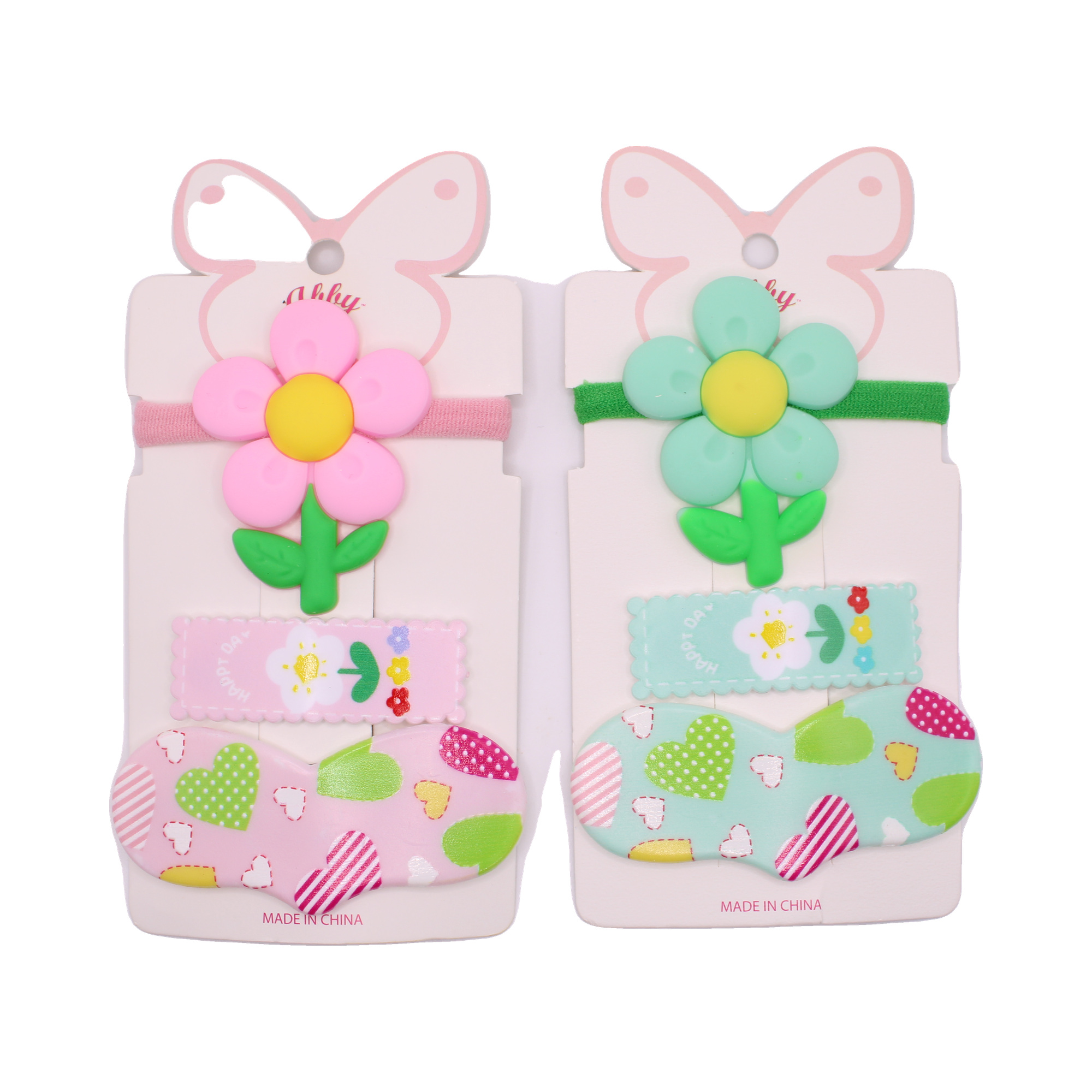 Kids Flower and Sock Hair Clip Set - Imagen 2