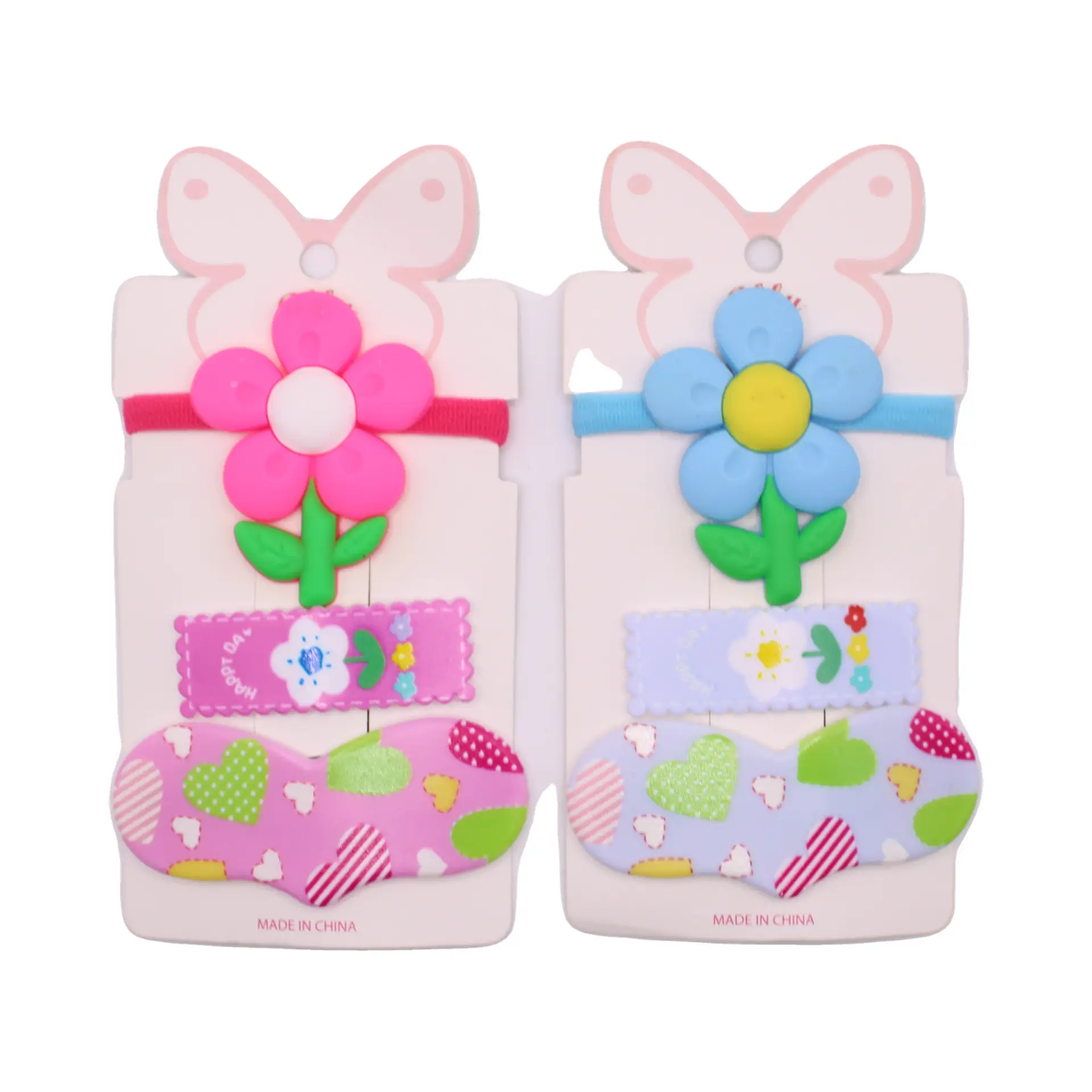 Kids Flower and Sock Hair Clip Set - Imagen 3