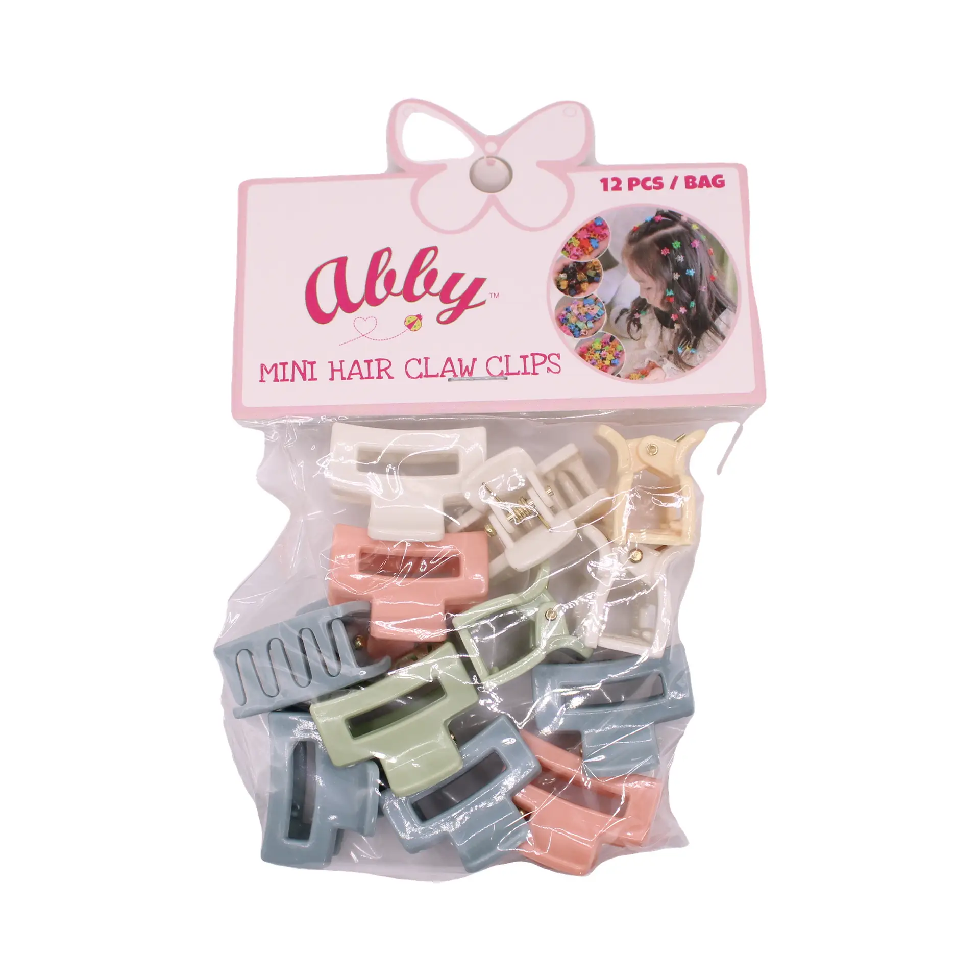 Paquete de mini pinzas de garra en tonos pastel suaves
