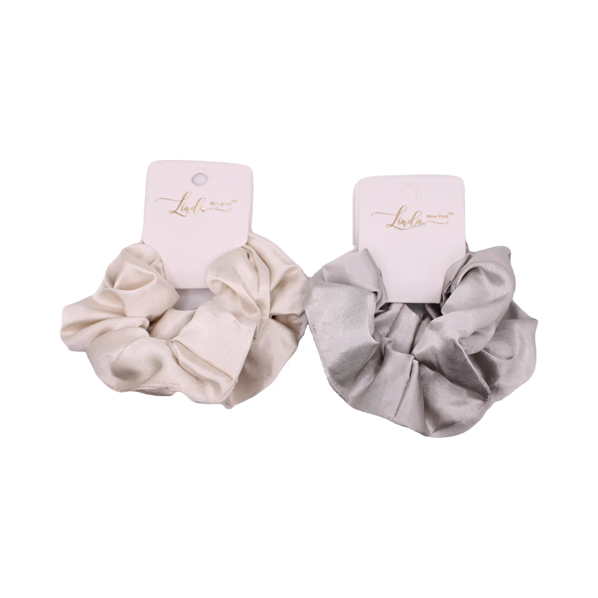 Neutral Satin Scrunchie Duo - Imagen 2