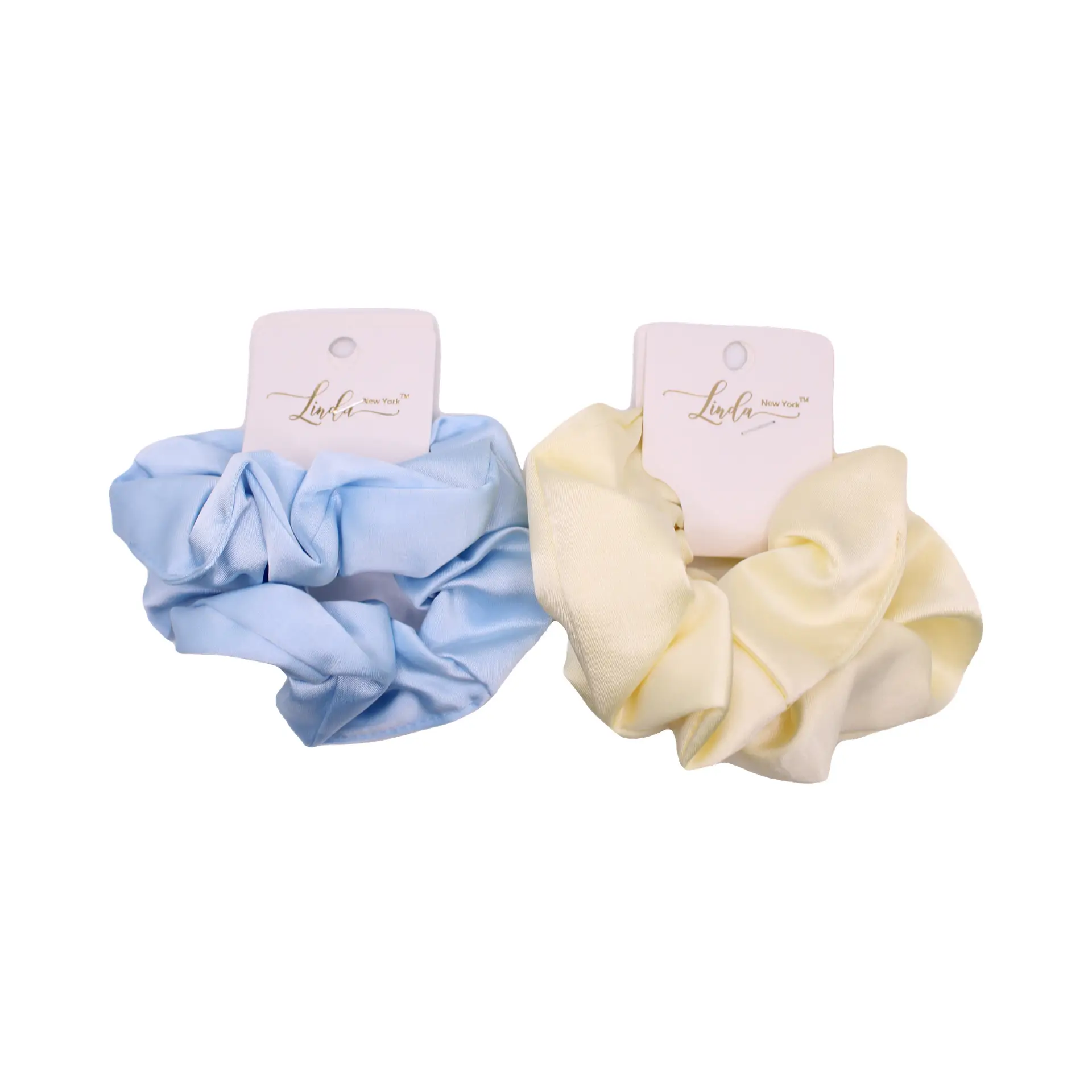 Dúo de scrunchies satinados en tonos neutros