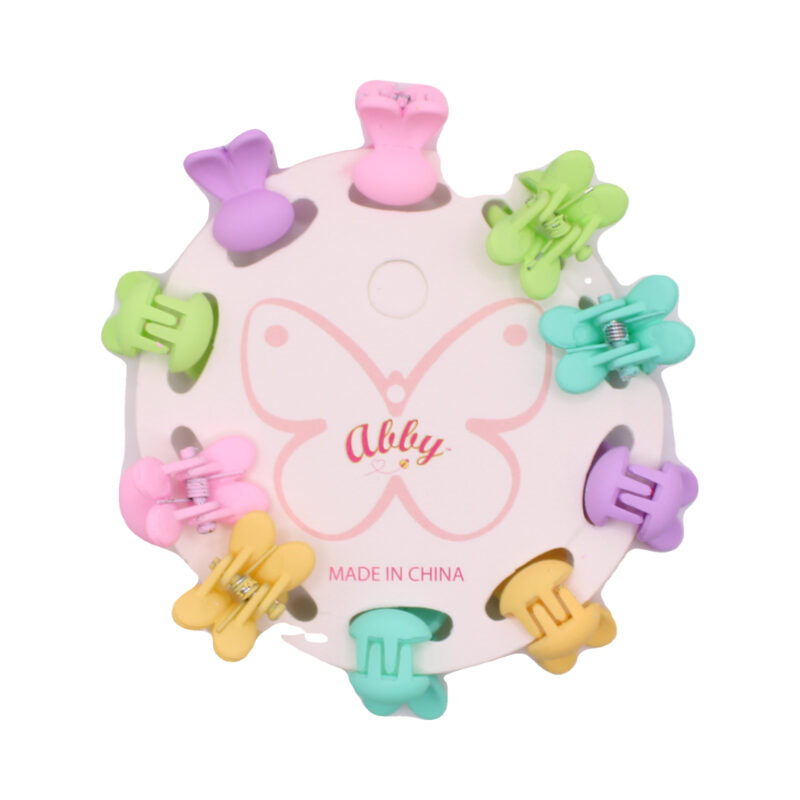 Set de mini pinzas de garra con mariposas en tonos pastel