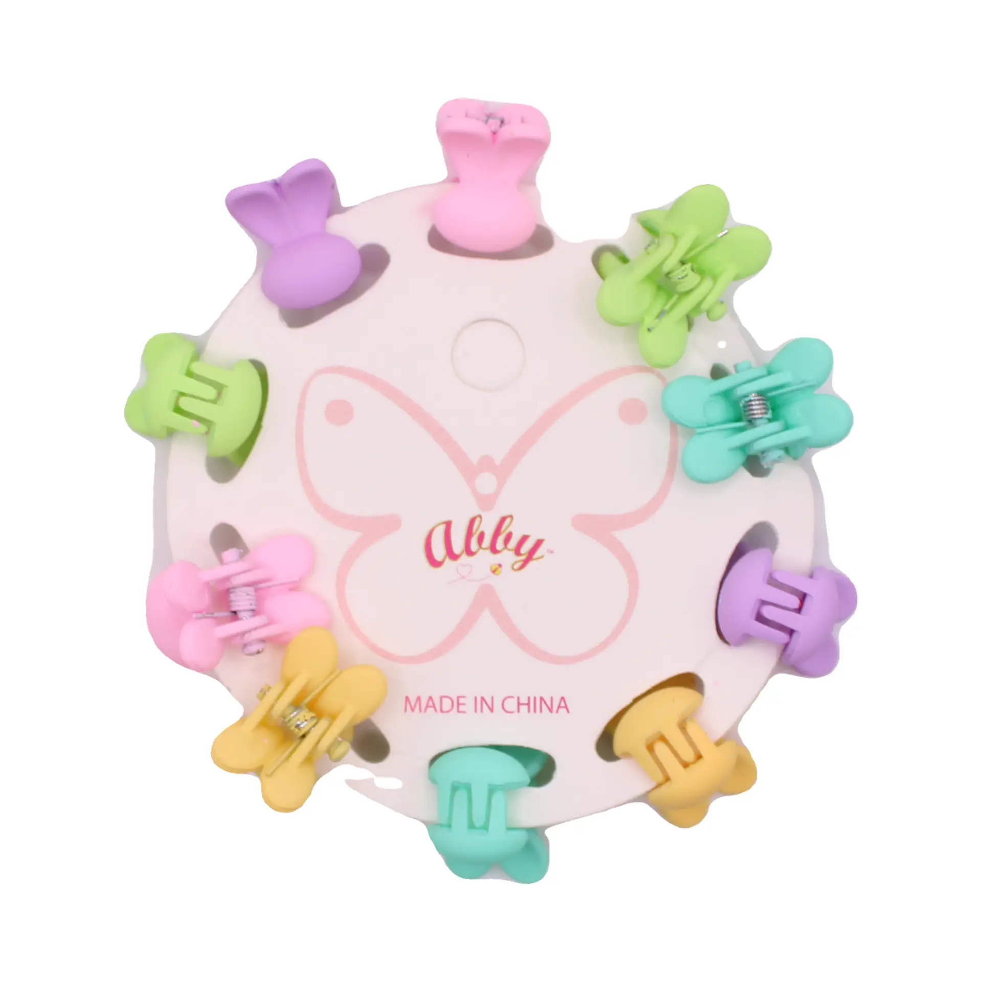 Set de mini pinzas de garra con mariposas en tonos pastel