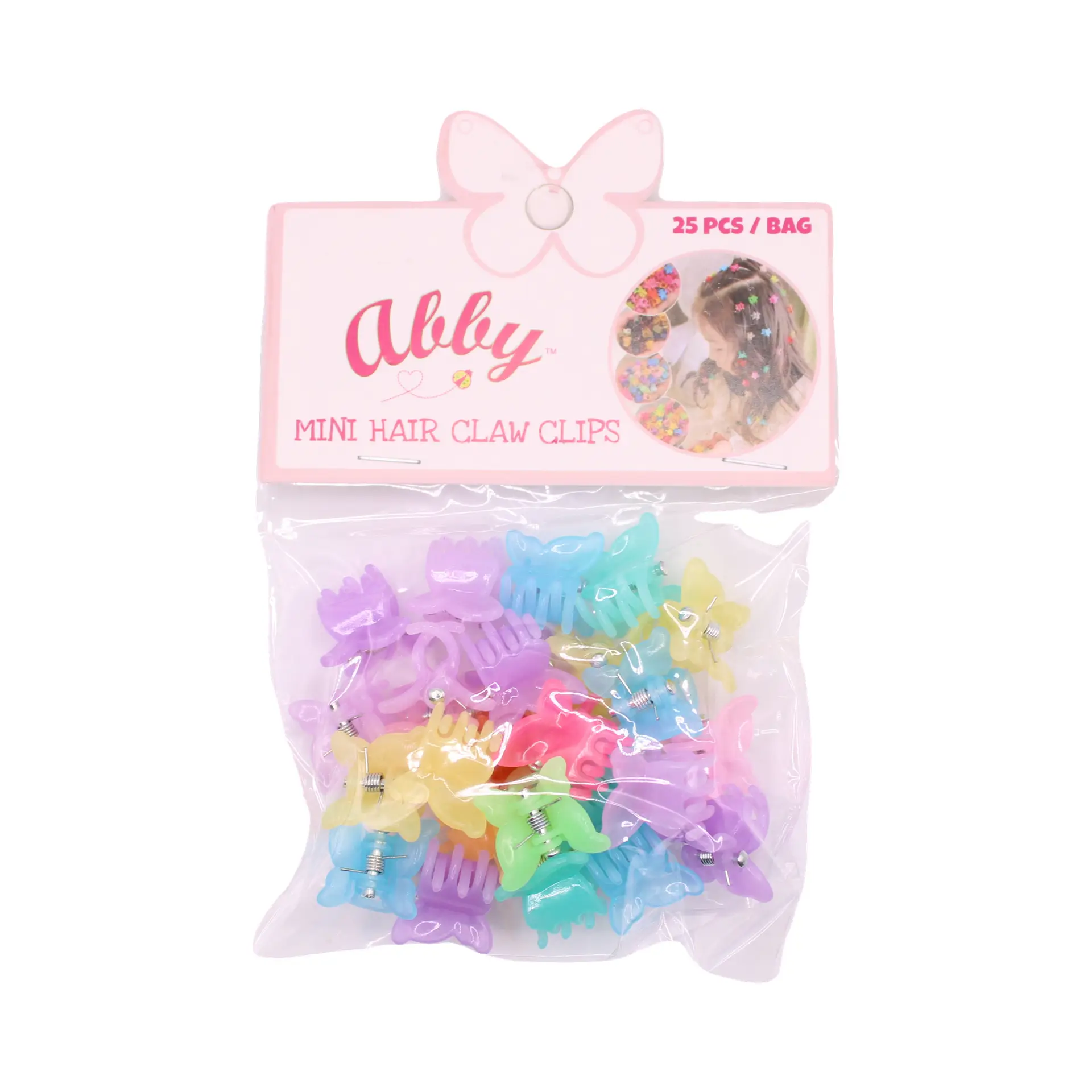 Paquete de mini pinzas de garra con estrellas en tonos pastel