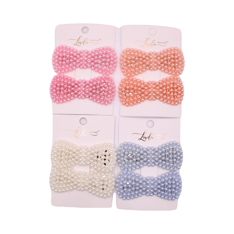 Set de broches de presión con decoración perlada – Tonos pastel