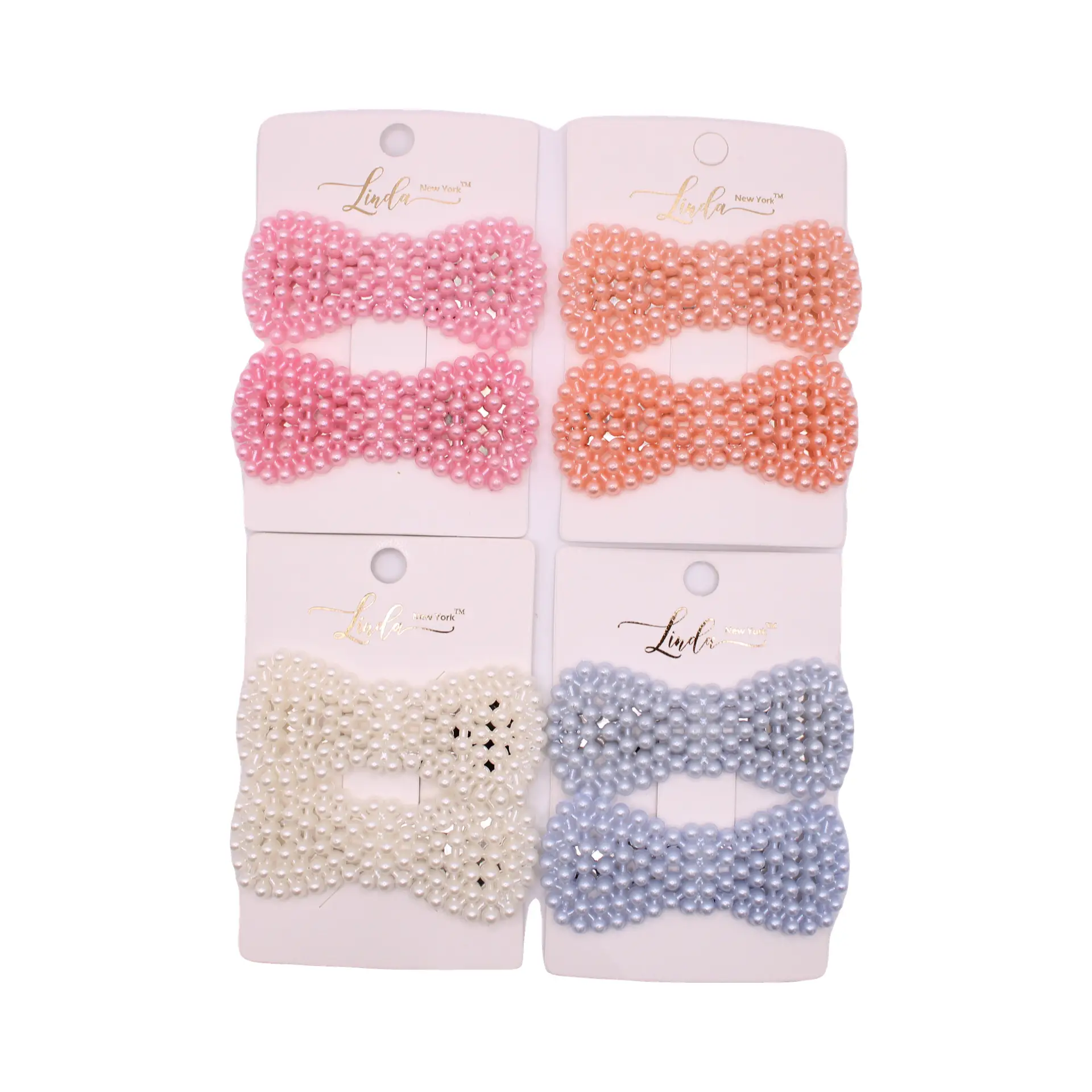 Set de broches de presión con decoración perlada – Tonos pastel