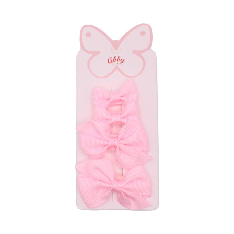 Set de ligas con moños rosas – Paquete de cuatro