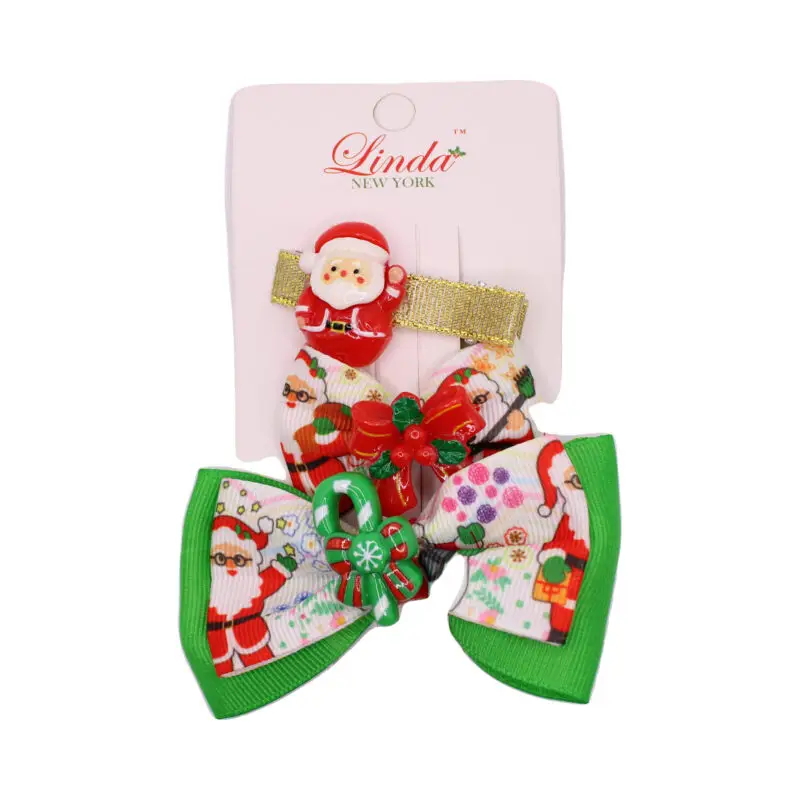 Set de pinzas con moños navideños rojos y verdes