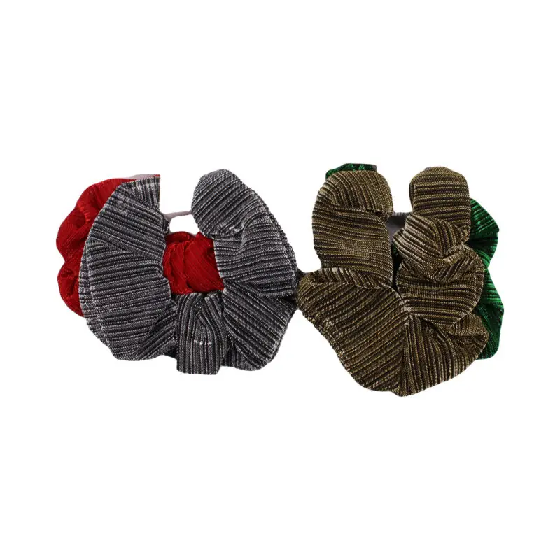 Set de scrunchies acanalados en tonos joya